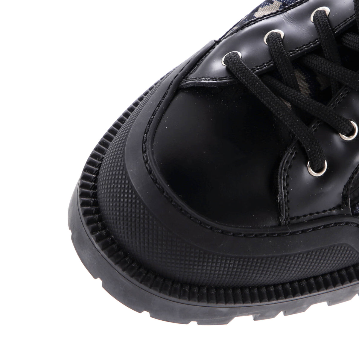 Men's Side Zip Ankle Combat Boots Leather with Oblique Nylon