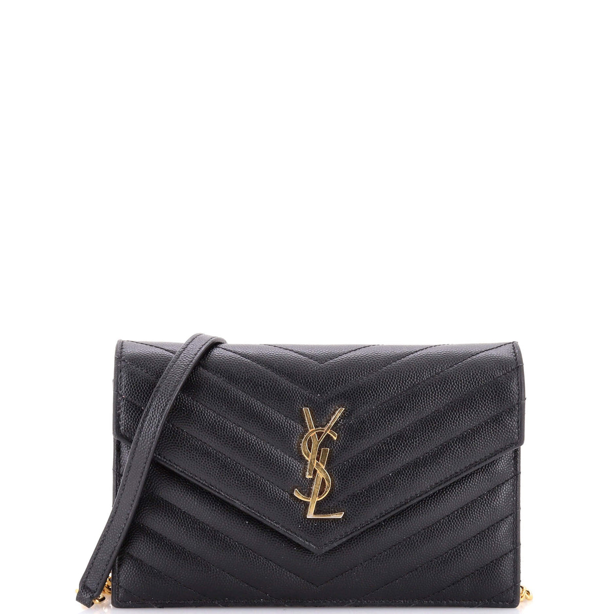Classic Monogram Wallet on Chain Matelasse Chevron Leather Small