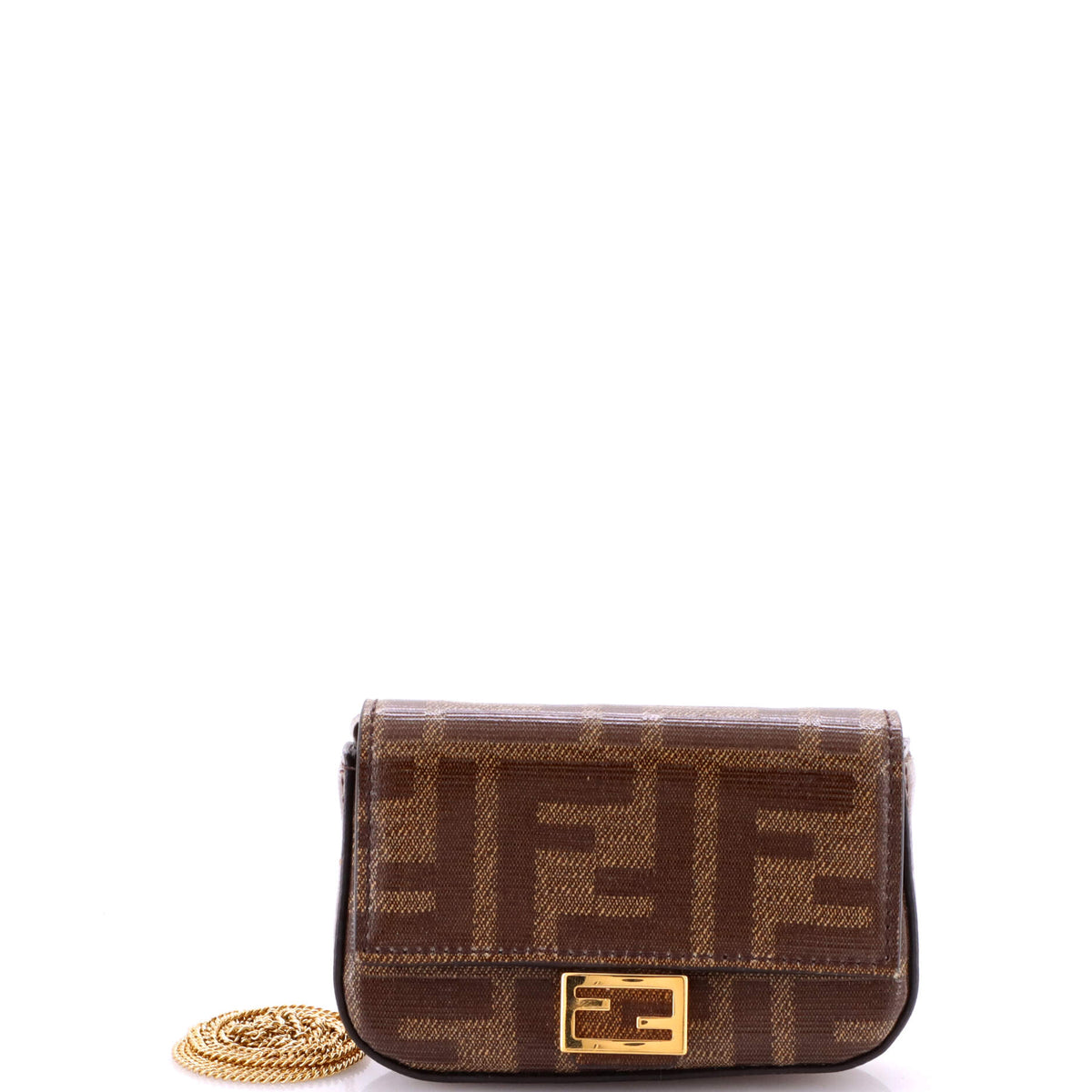 Chain Baguette Charm Bag Zucca Coated Canvas Nano