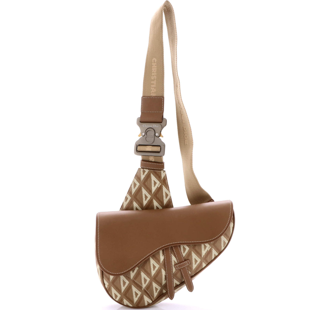 Saddle Crossbody Bag CD Diamond Coated Canvas and Leather