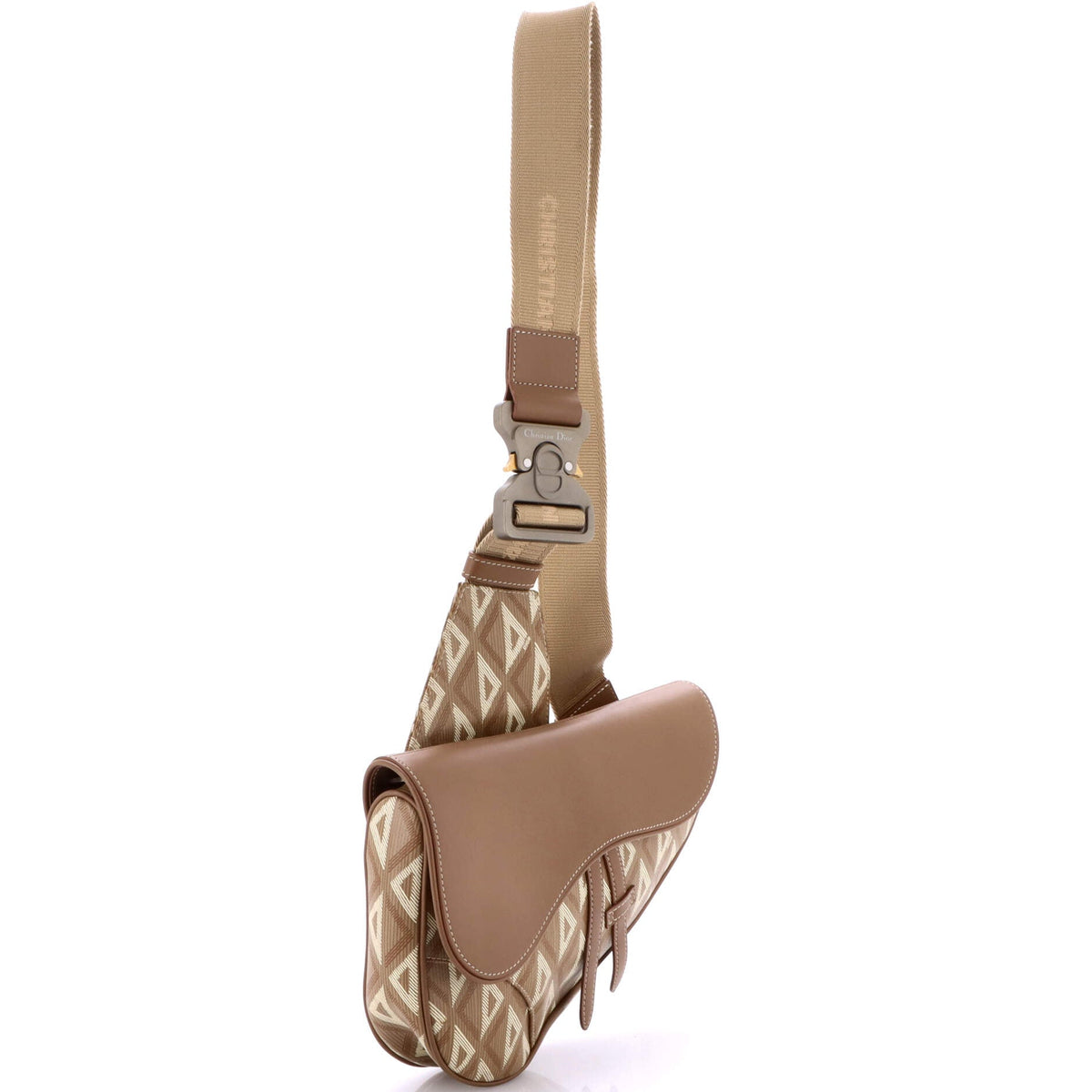 Saddle Crossbody Bag CD Diamond Coated Canvas and Leather