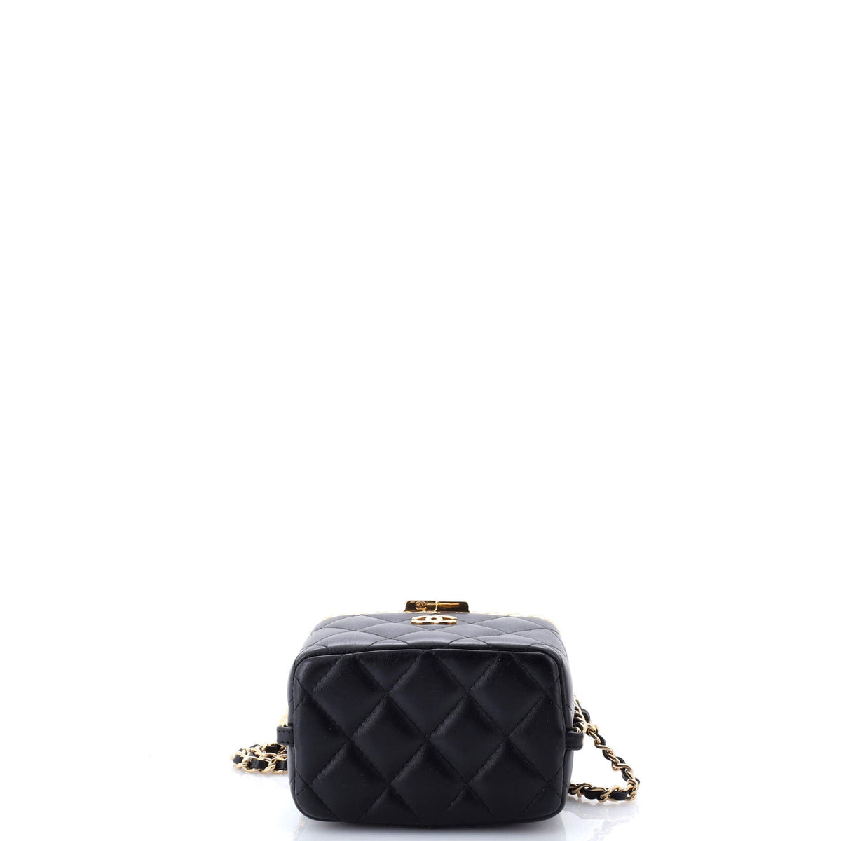 Lock Frame Vanity Case with Chain Quilted Lambskin Small