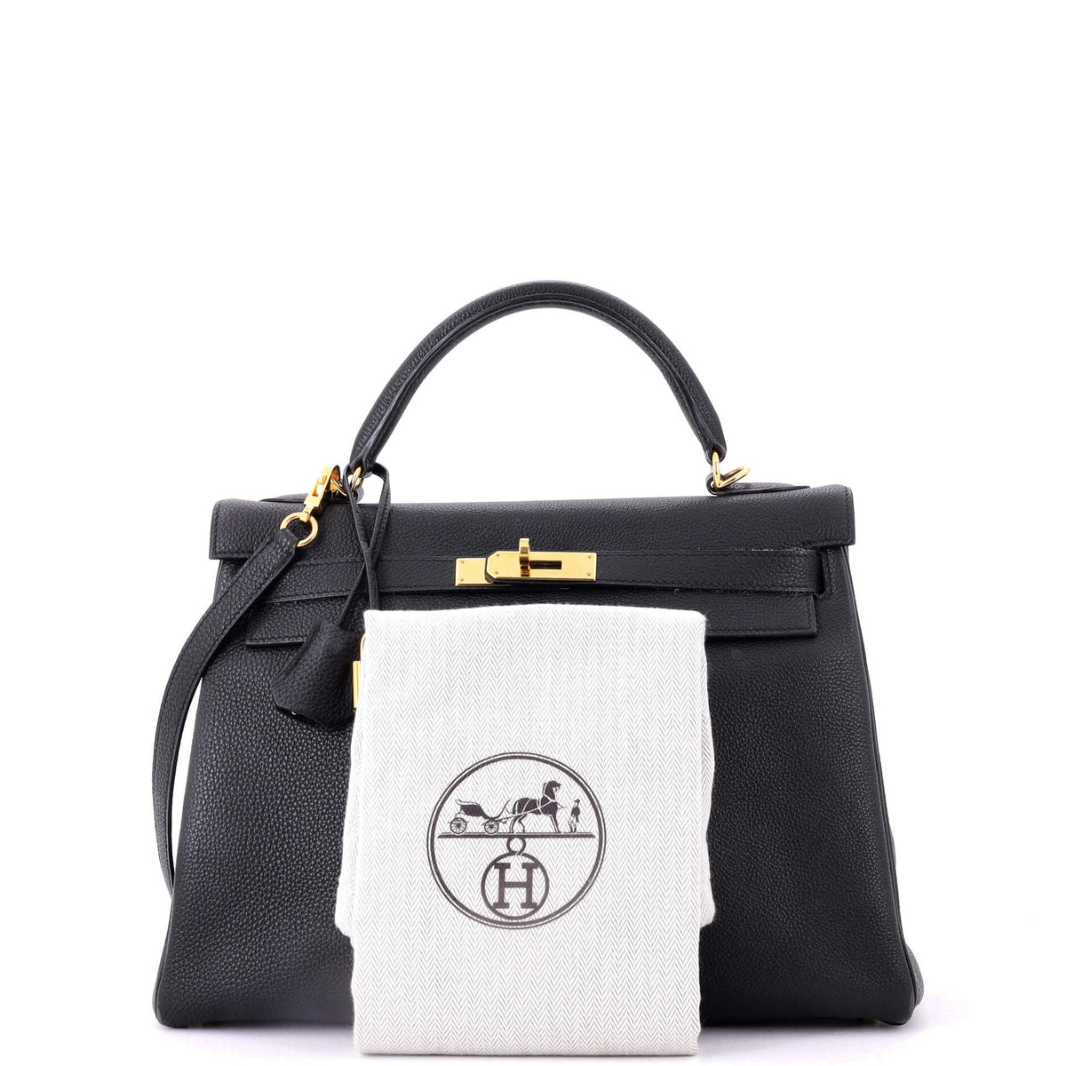 Kelly Handbag Noir Togo with Gold Hardware 32