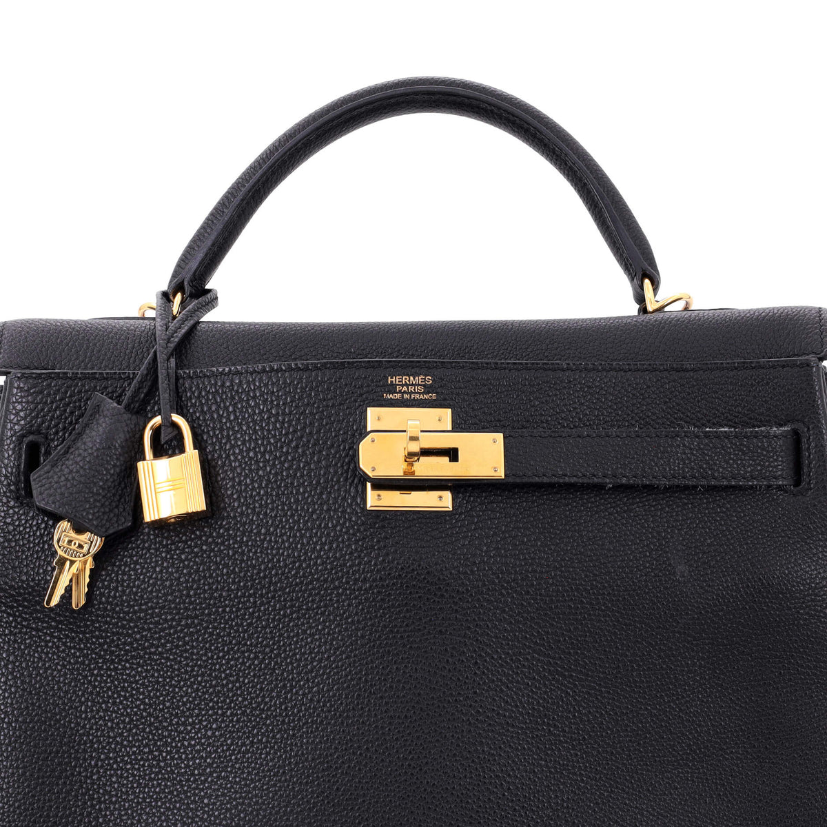 Kelly Handbag Noir Togo with Gold Hardware 32