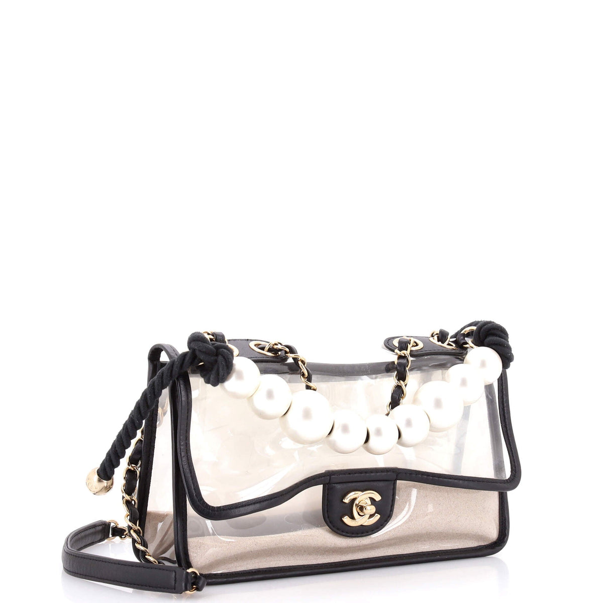Sand By The Sea Pearl Flap Bag PVC with Lambskin Medium