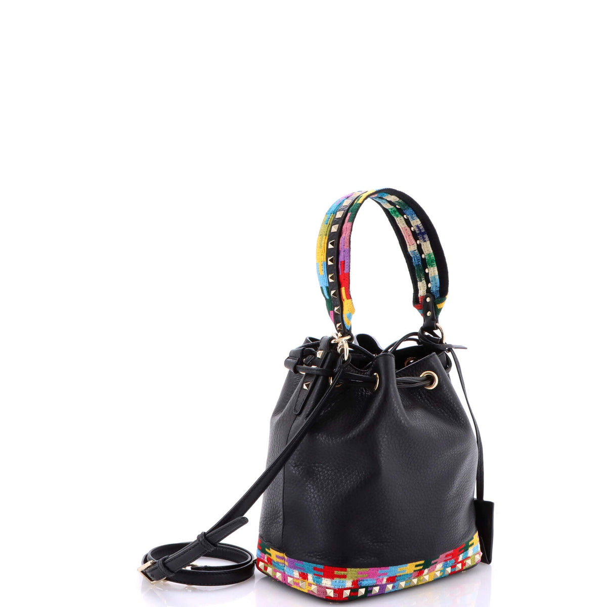 Geo Bucket bag Leather with Embroidered Detail