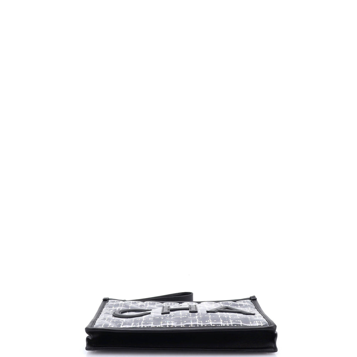 Logo Wristlet Clutch PVC Over Quilted Tweed Large