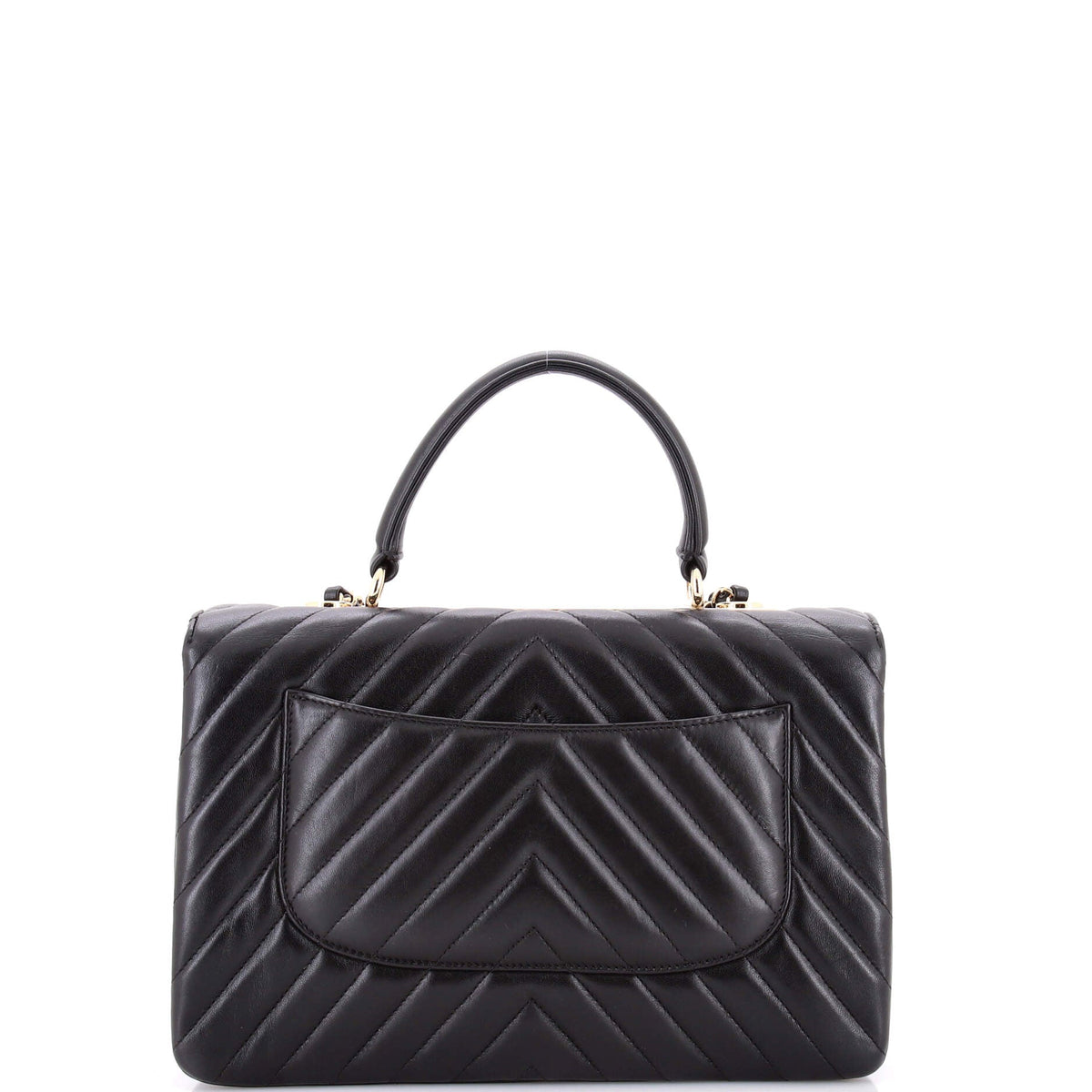 Trendy CC Top Handle Bag Chevron Lambskin Medium