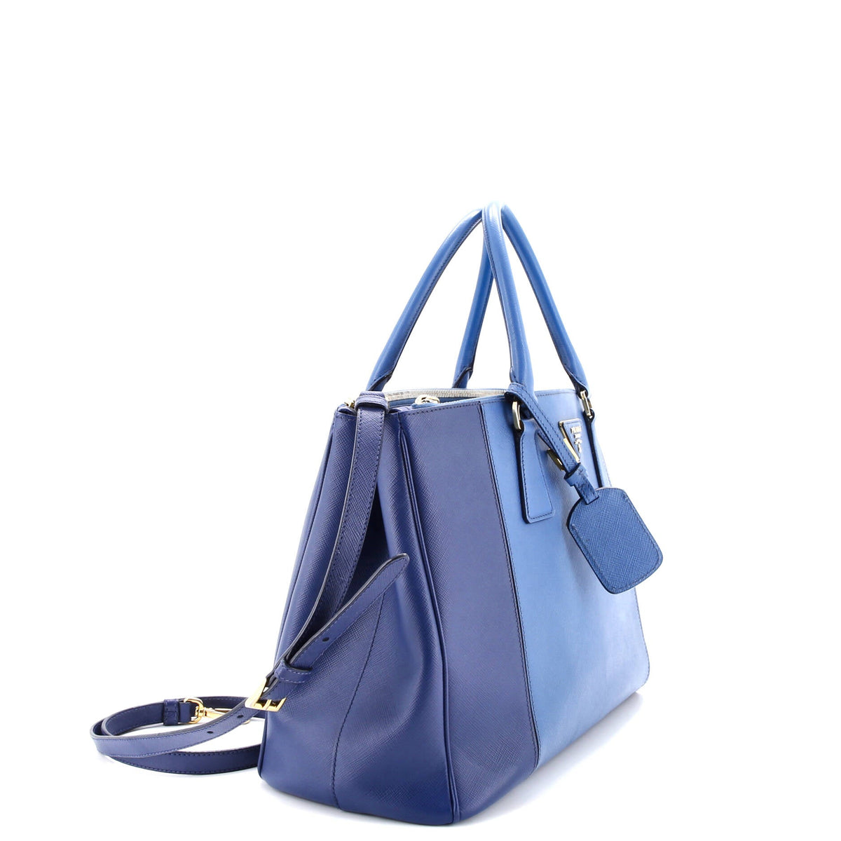 Bicolor Double Zip Lux Tote Saffiano Leather Medium