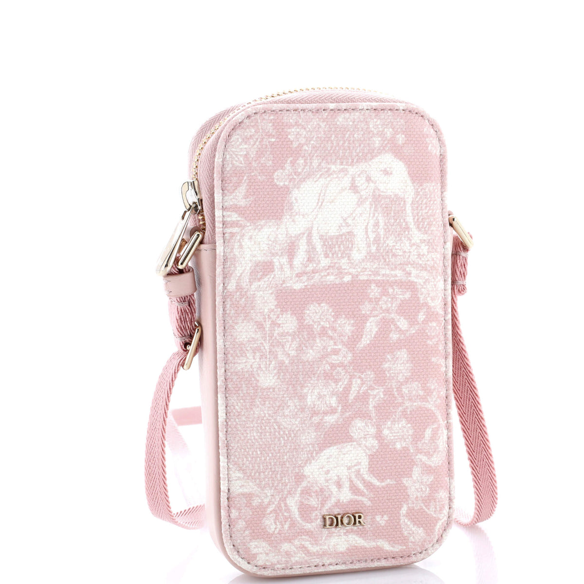 Zip Phone Holder Crossbody Bag Printed Canvas and Leather