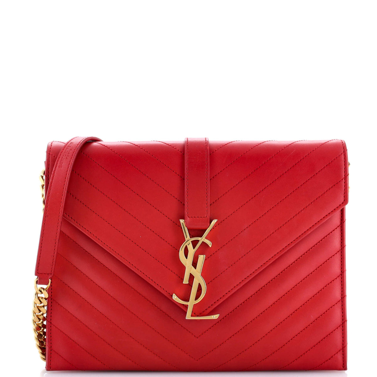 Classic Monogram Envelope Chain Bag Matelasse Chevron Leather Medium