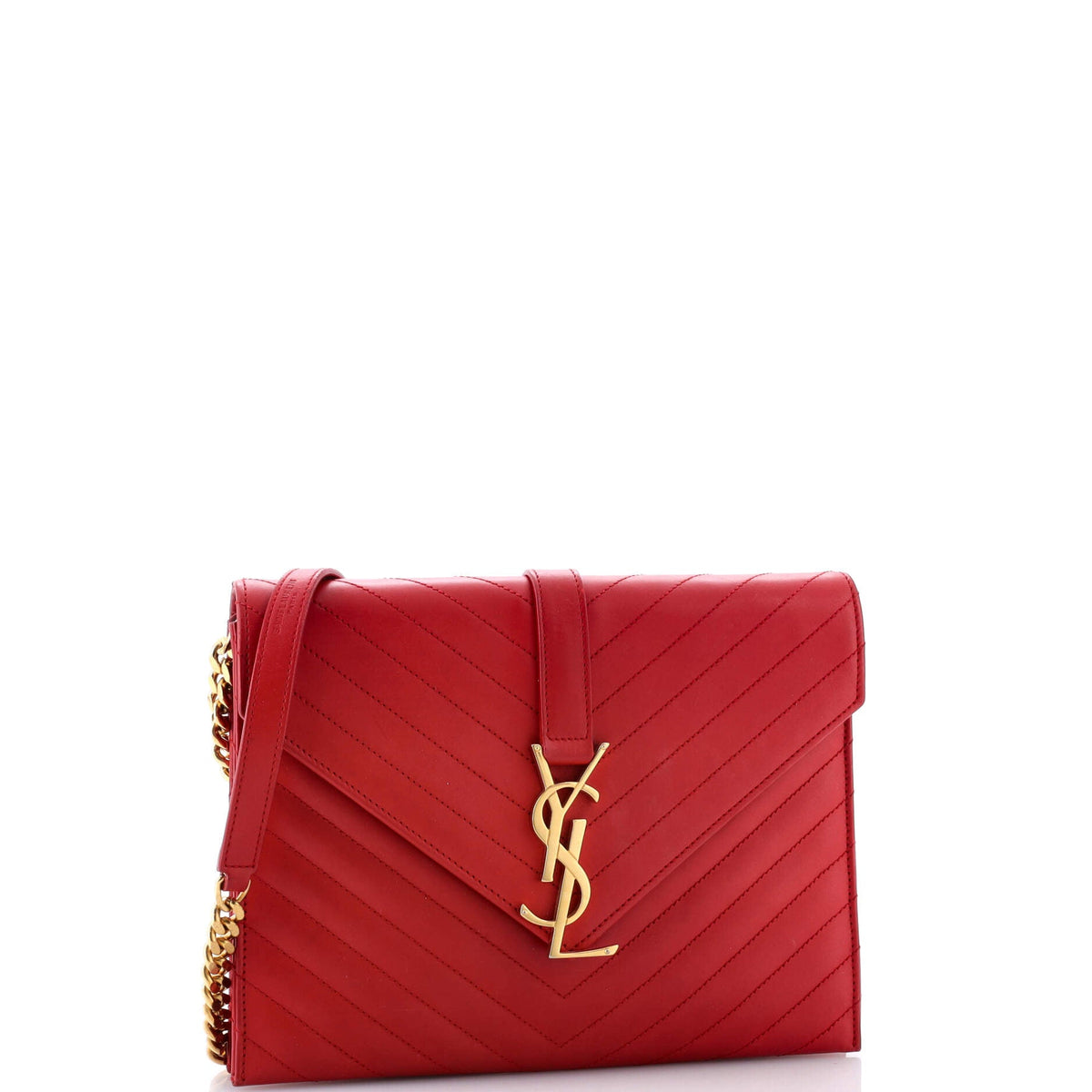 Classic Monogram Envelope Chain Bag Matelasse Chevron Leather Medium
