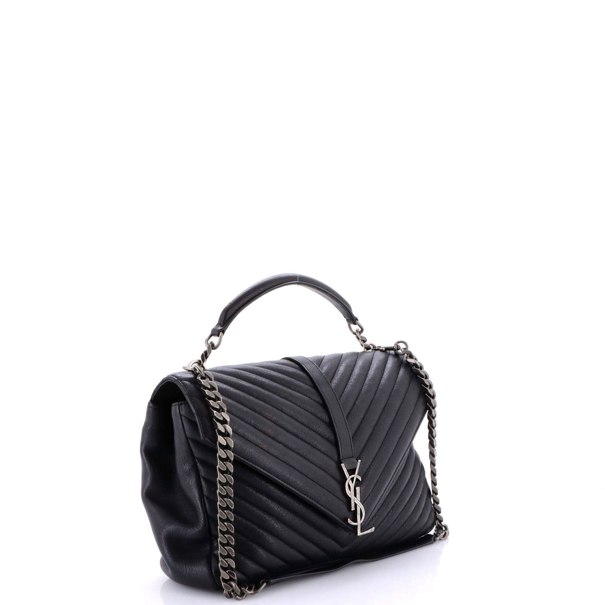 Classic Monogram College Bag Matelasse Chevron Leather Large