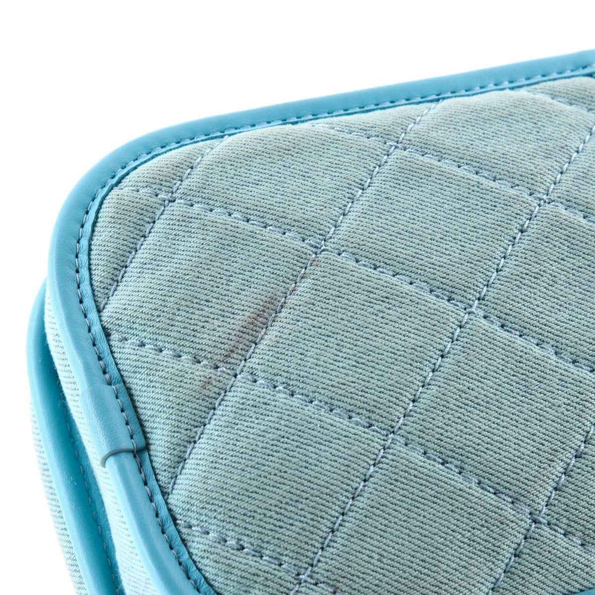 Flap Clutch with Chain Quilted Denim Mini