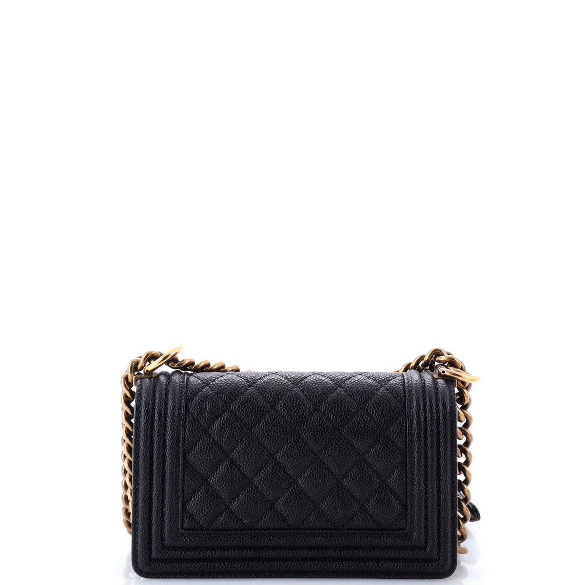 Boy Flap Bag Quilted Caviar Small