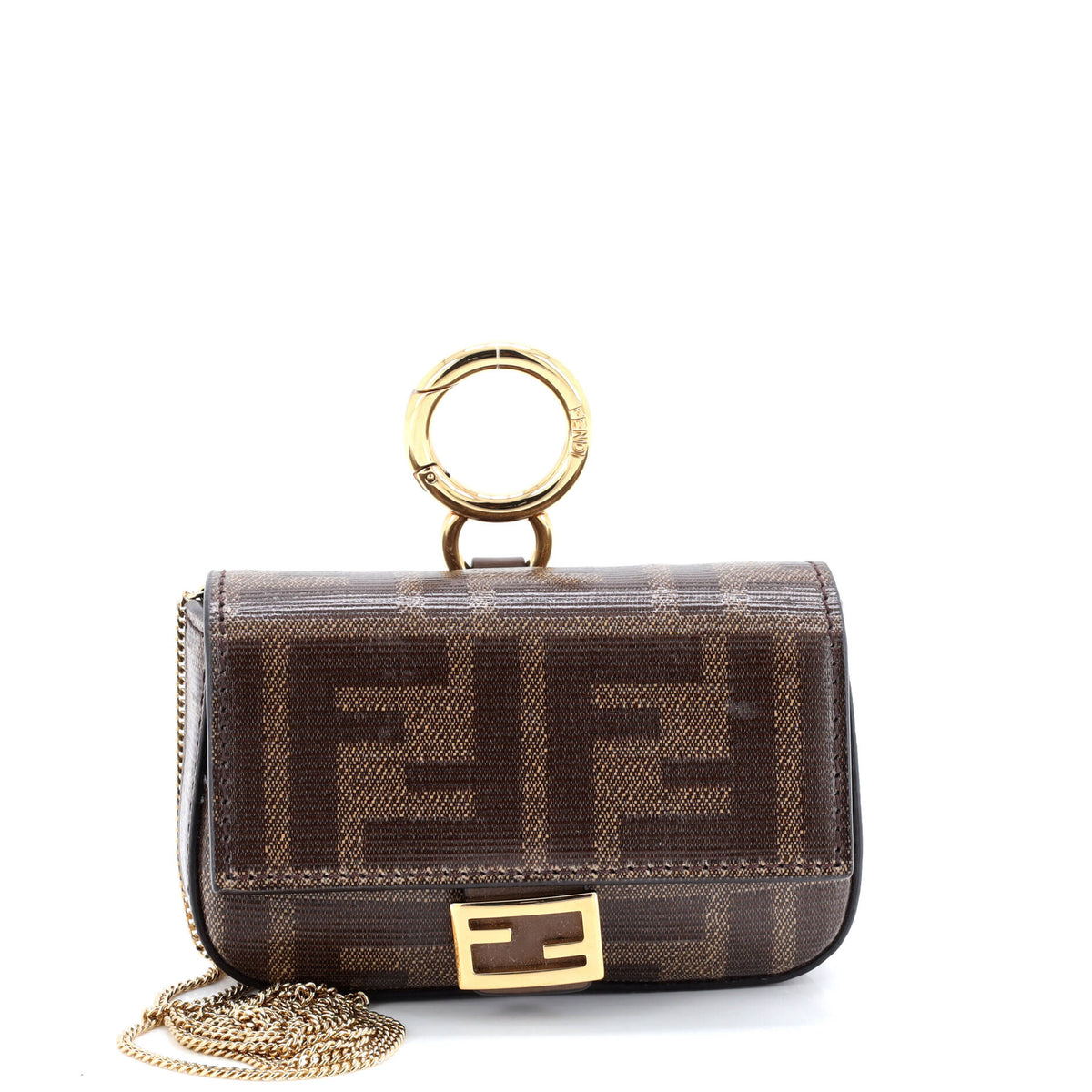 Chain Baguette Charm Bag Zucca Coated Canvas Nano