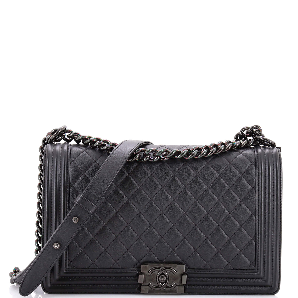 So Black Boy Flap Bag Quilted Lambskin New Medium