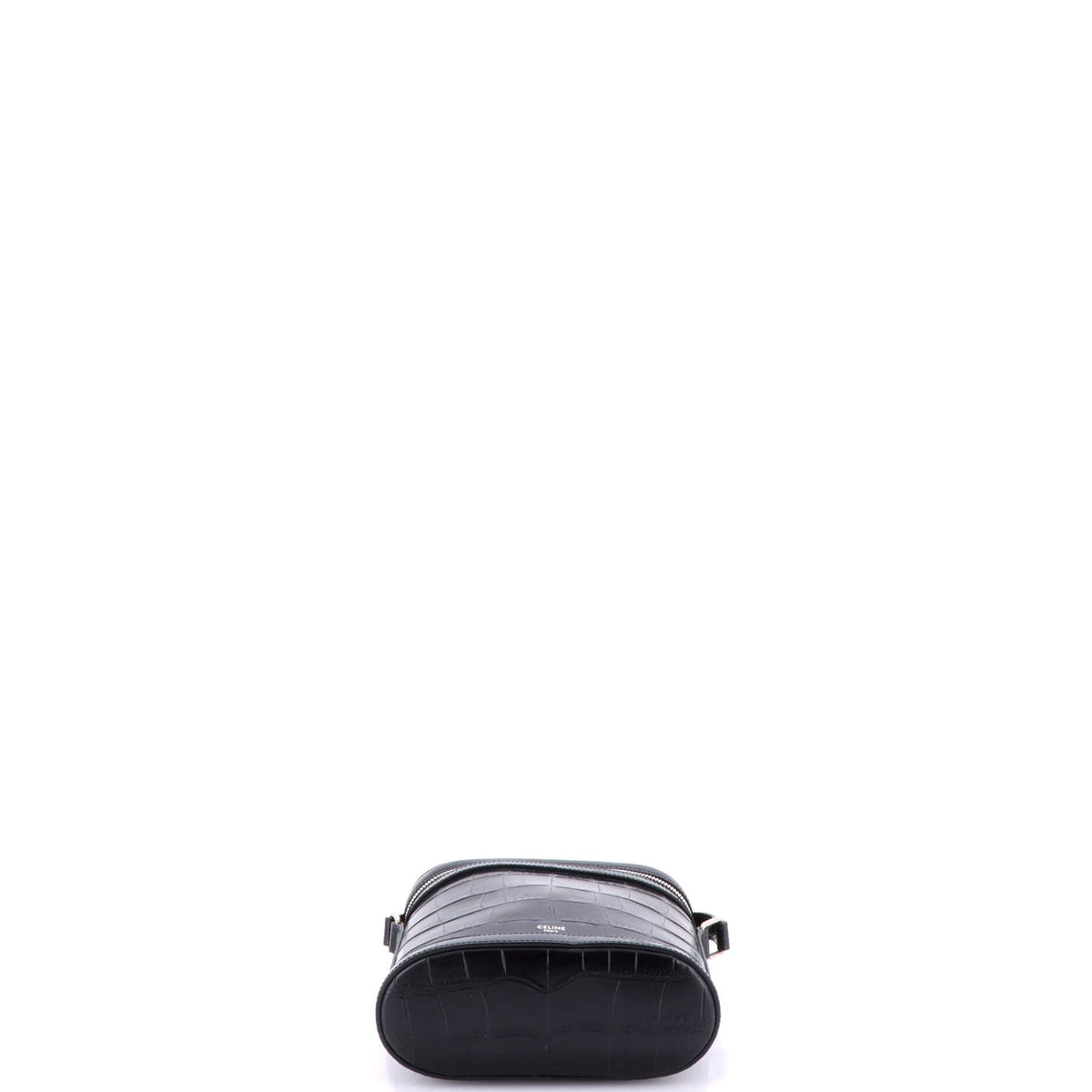 Vertical Zip Messenger Crocodile Embossed Leather
