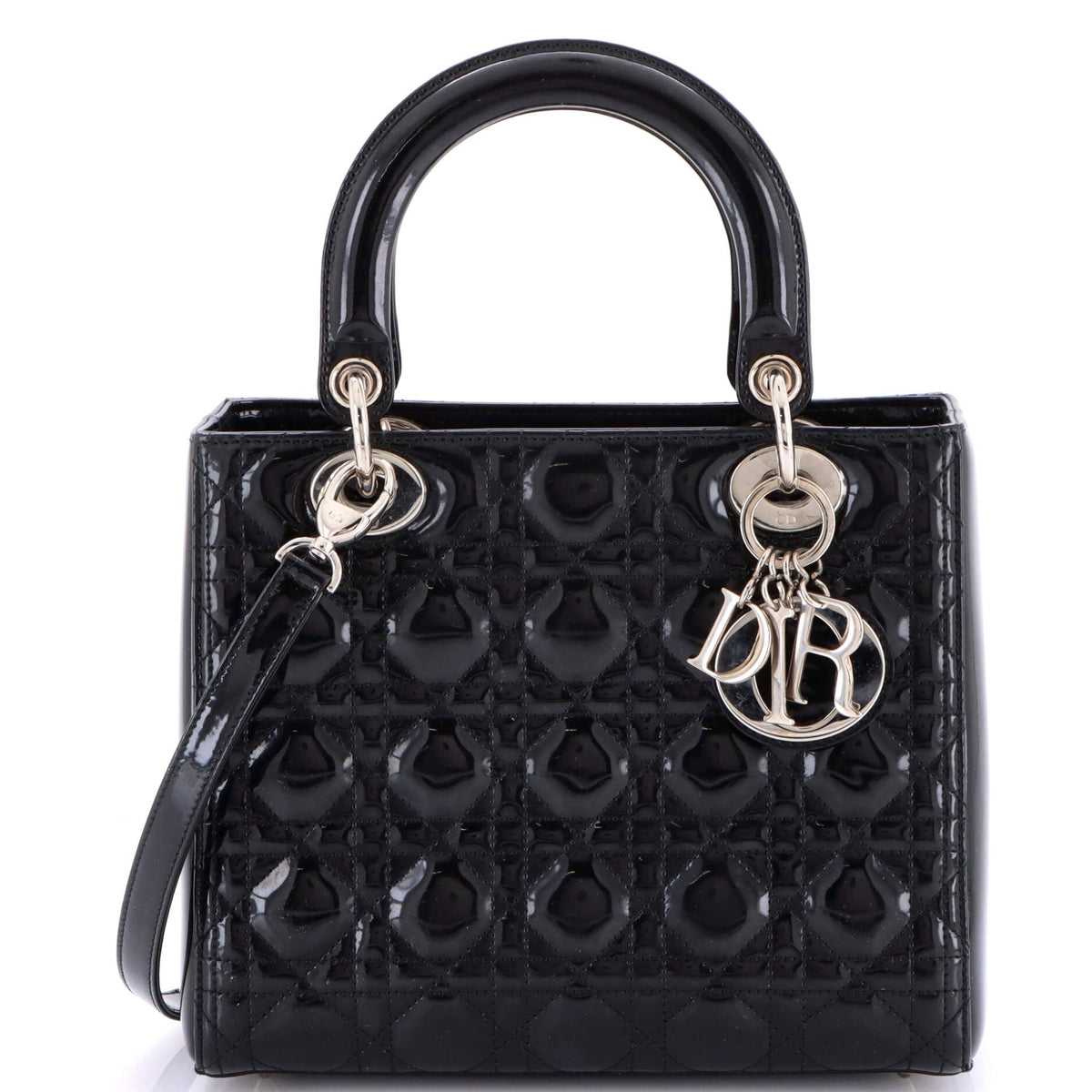Lady Dior Bag Cannage Quilt Patent Medium