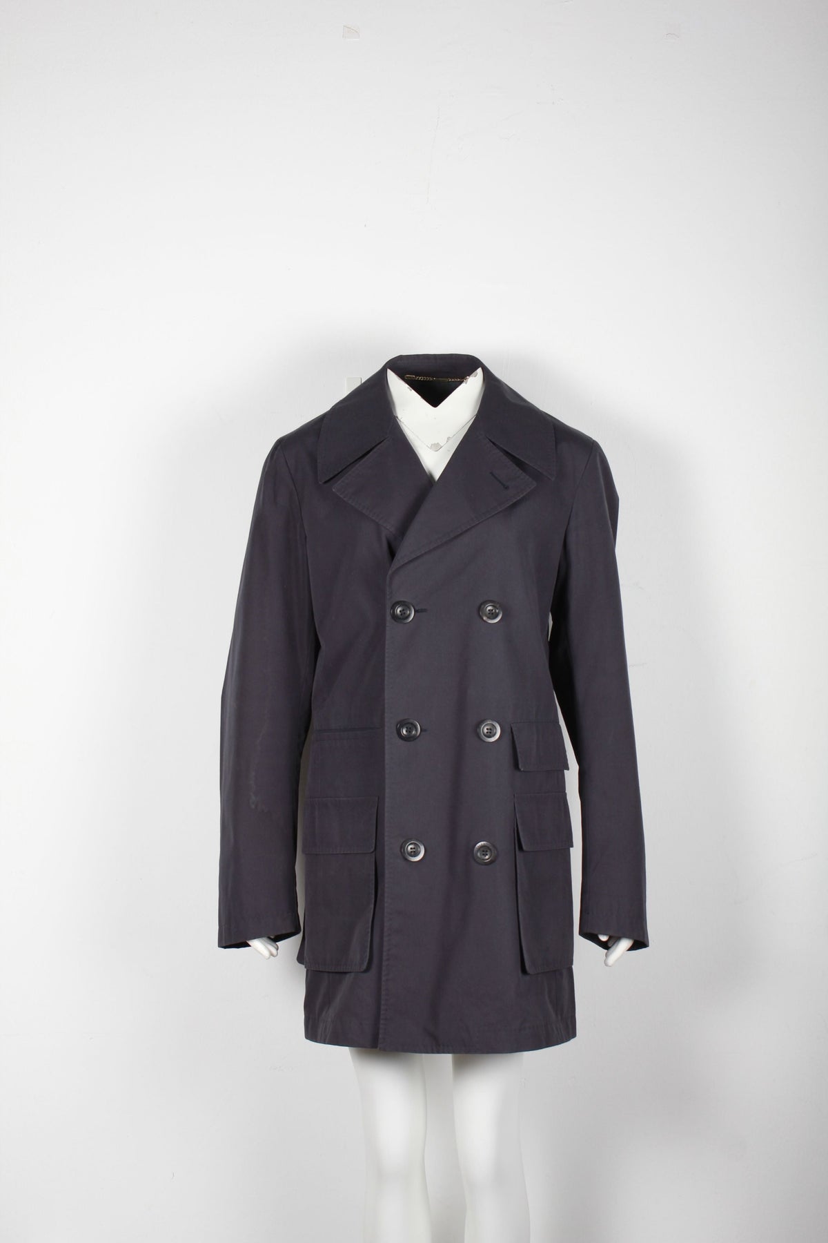 Valentino Garavani Double-Breasted Coat in Blue Wool