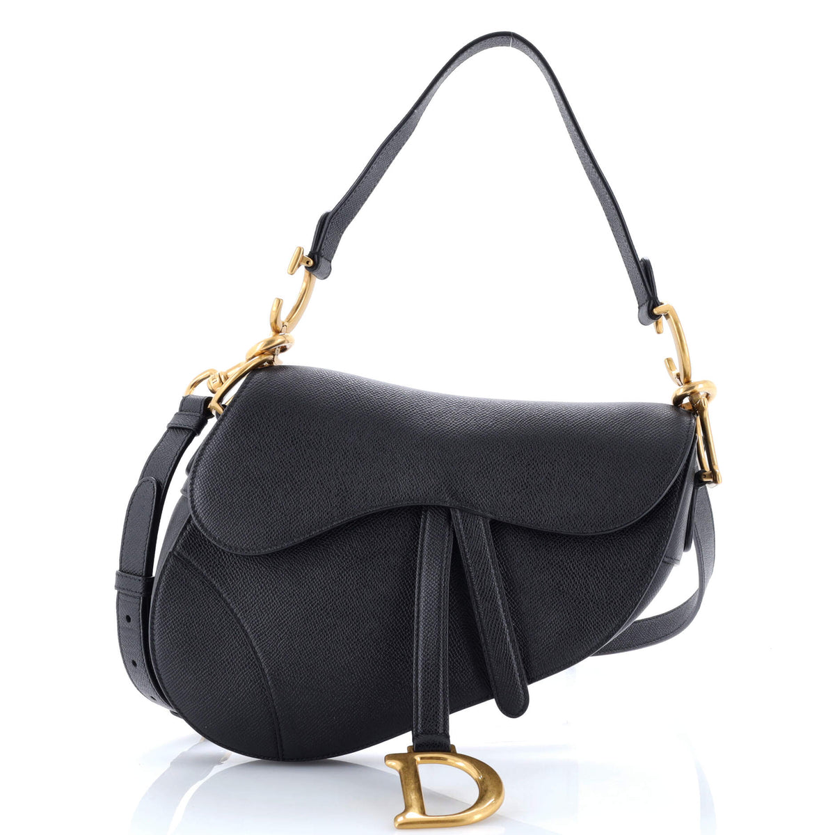 Saddle Handbag with Strap Leather Medium