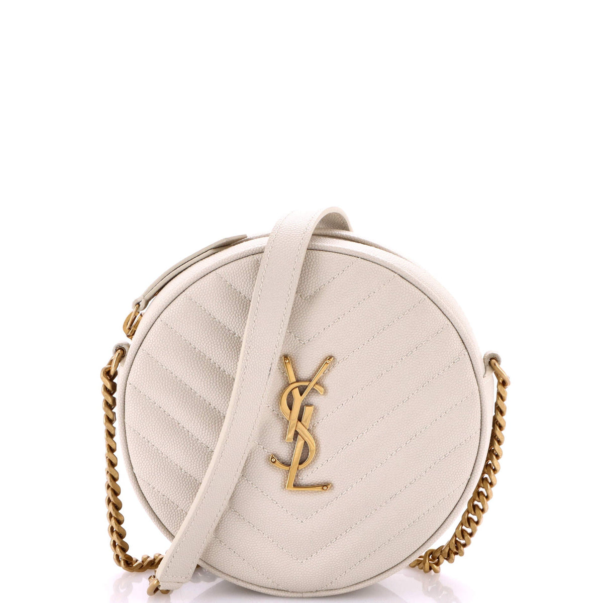 Vinyle Round Camera Bag Matelasse Chevron Leather