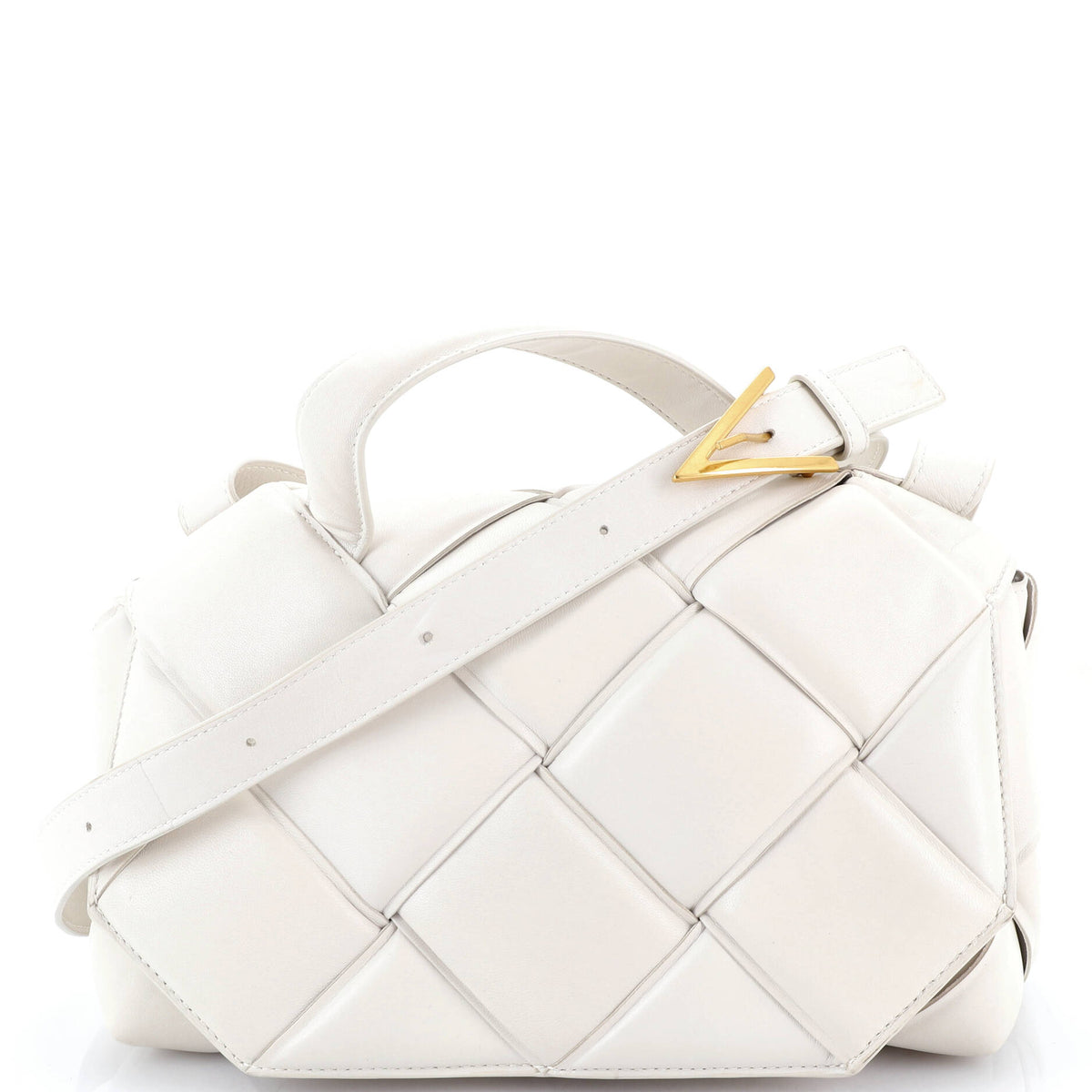 Top Handle Shoulder Bag Padded Maxi Intrecciato Leather
