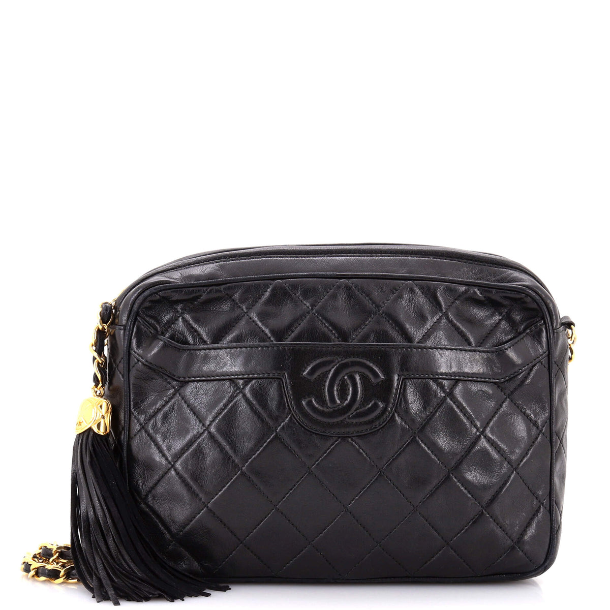 Vintage Camera Tassel Bag Quilted Leather Medium