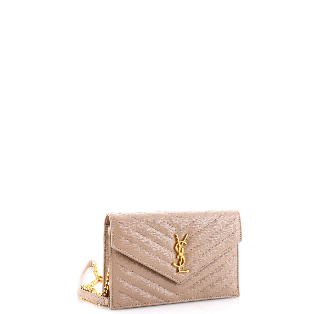 Classic Monogram Wallet on Chain Matelasse Chevron Leather Small