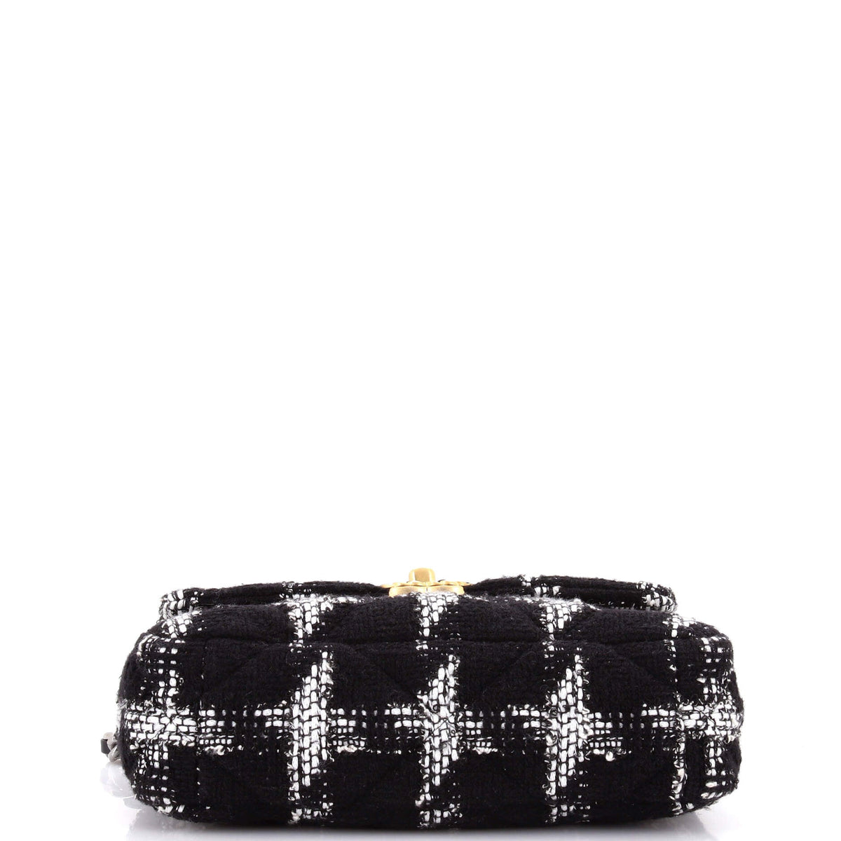 19 Flap Bag Quilted Houndstooth Tweed and Ribbon Medium