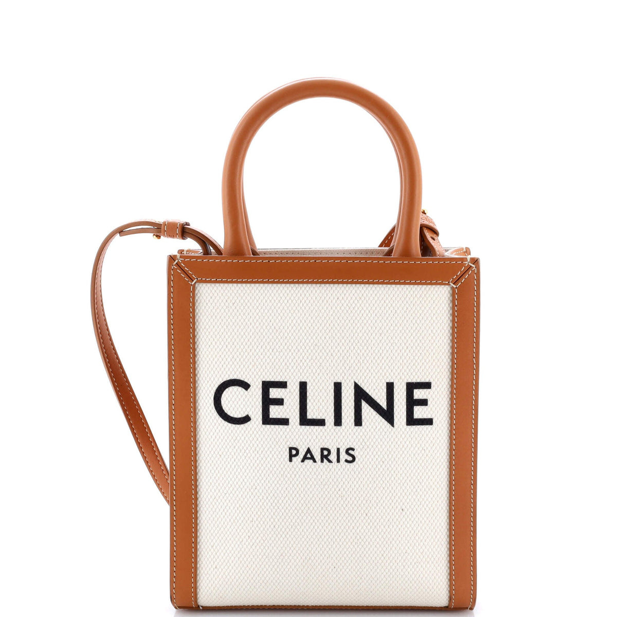Vertical Cabas Tote Canvas with Leather Mini