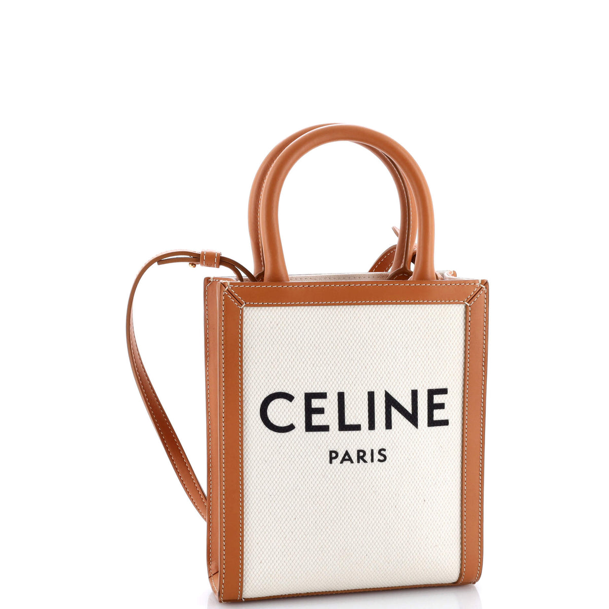 Vertical Cabas Tote Canvas with Leather Mini