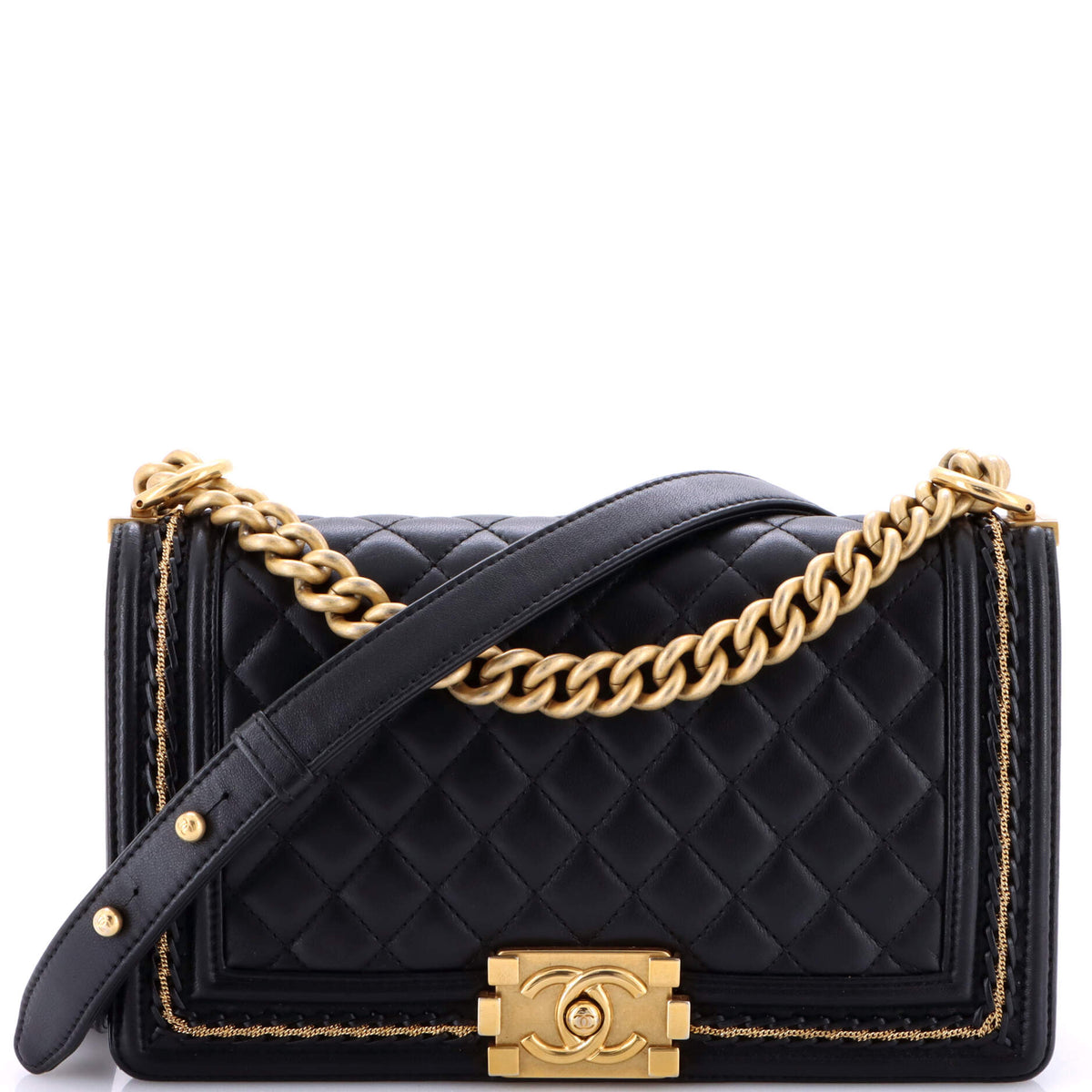 Boy Flap Bag Quilted Lambskin with Chain Detail Old Medium