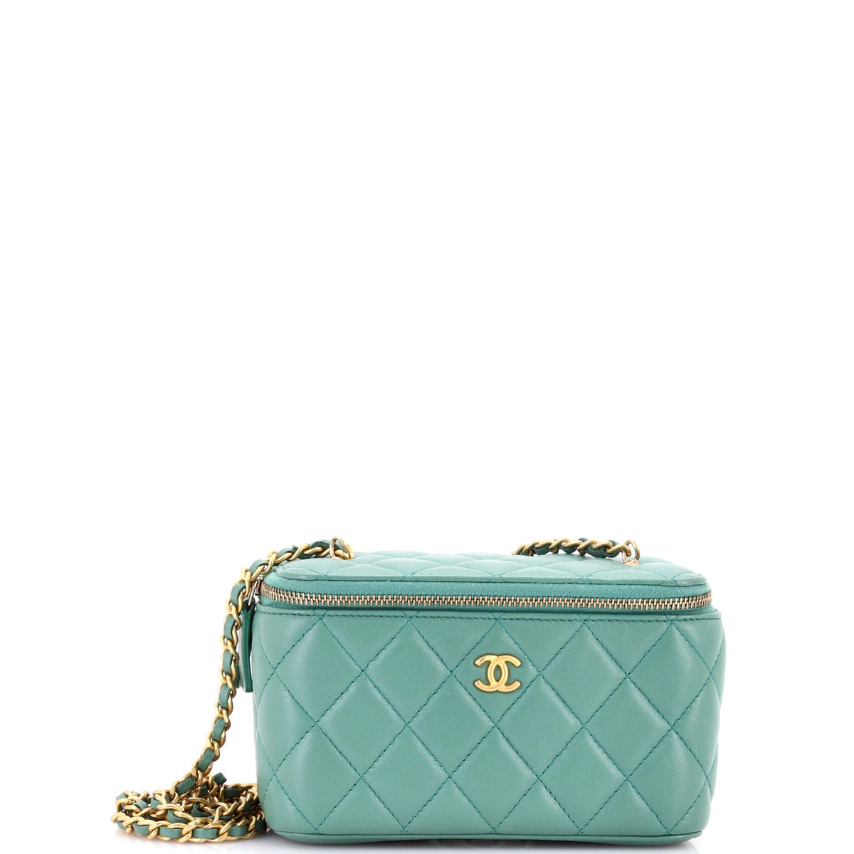 Pearl Crush Vanity Case with Chain Quilted Lambskin Small