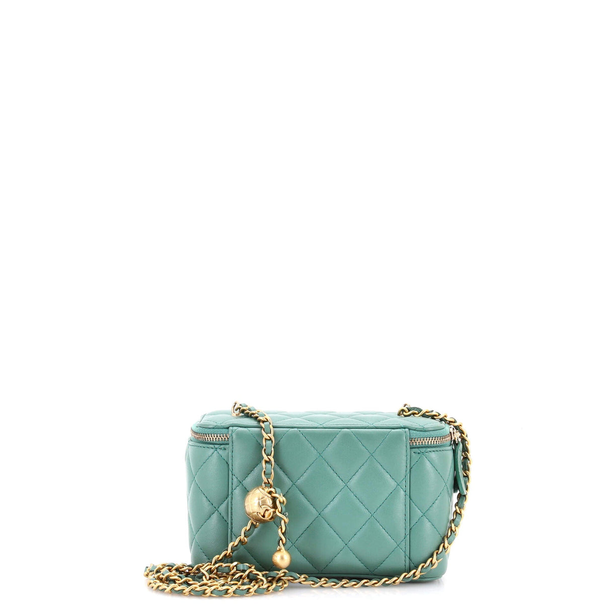 Pearl Crush Vanity Case with Chain Quilted Lambskin Small
