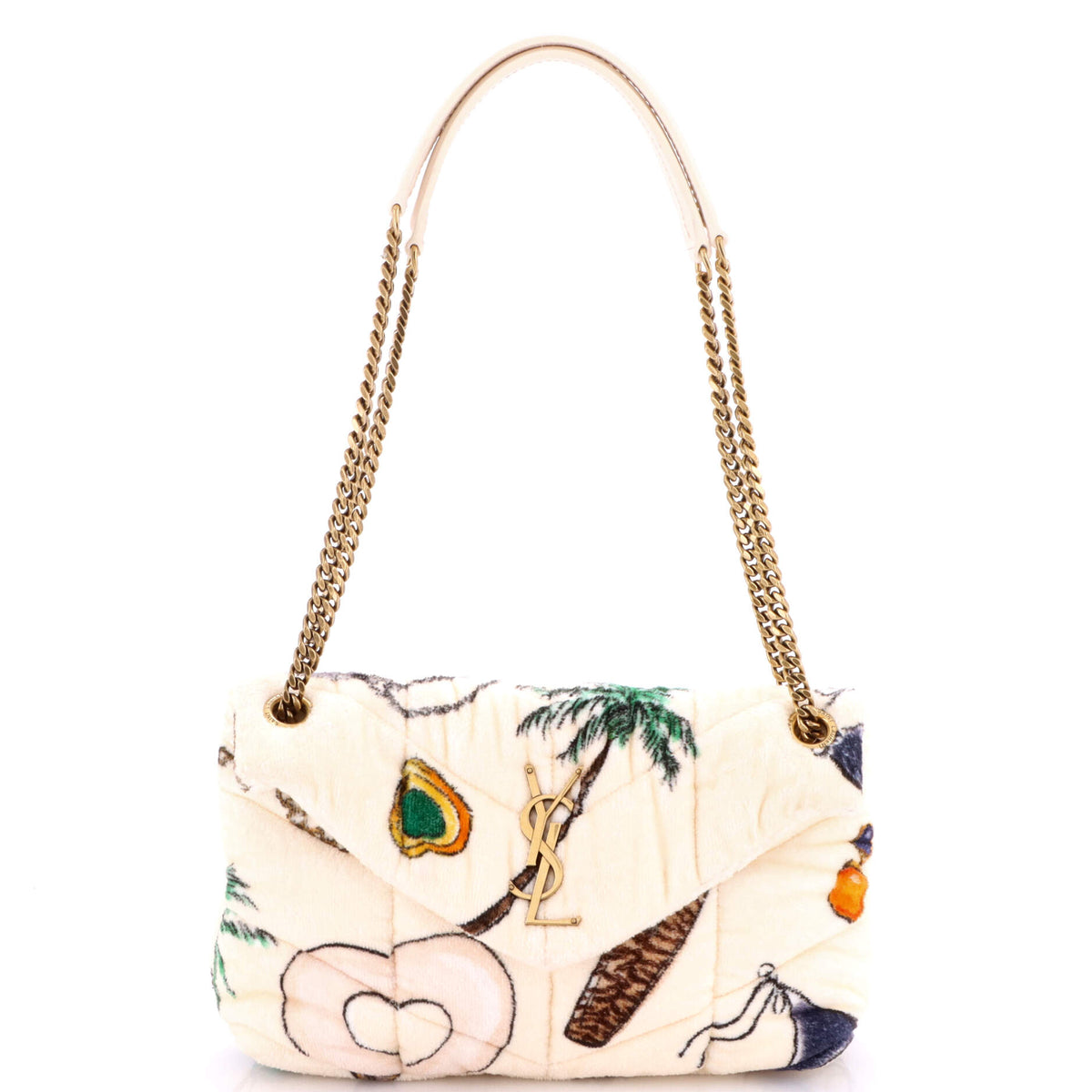 Loulou Puffer Shoulder Bag Quilted Printed Terry Cloth Small