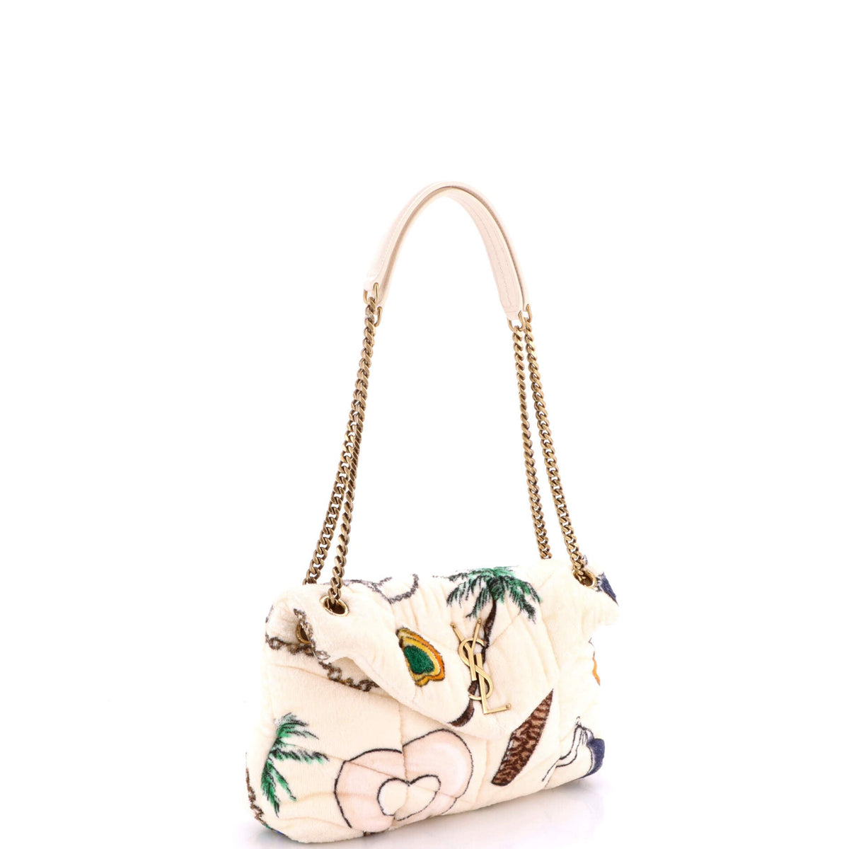 Loulou Puffer Shoulder Bag Quilted Printed Terry Cloth Small