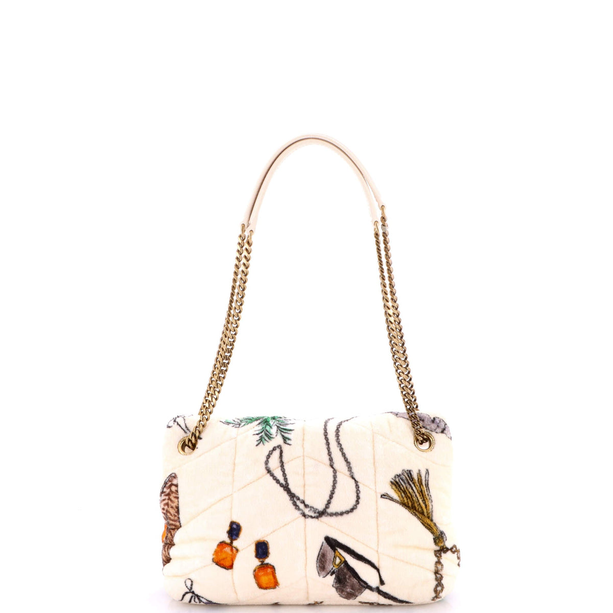 Loulou Puffer Shoulder Bag Quilted Printed Terry Cloth Small