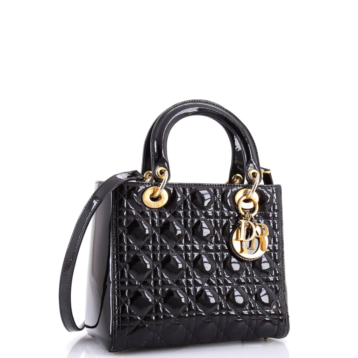 Lady Dior Bag Cannage Quilt Patent Medium