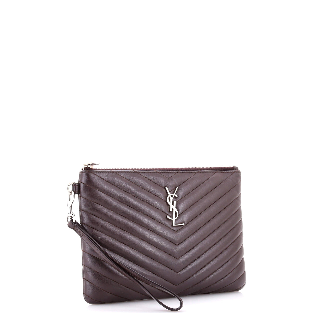 Classic Monogram Wristlet Pouch Matelasse Chevron Leather Small