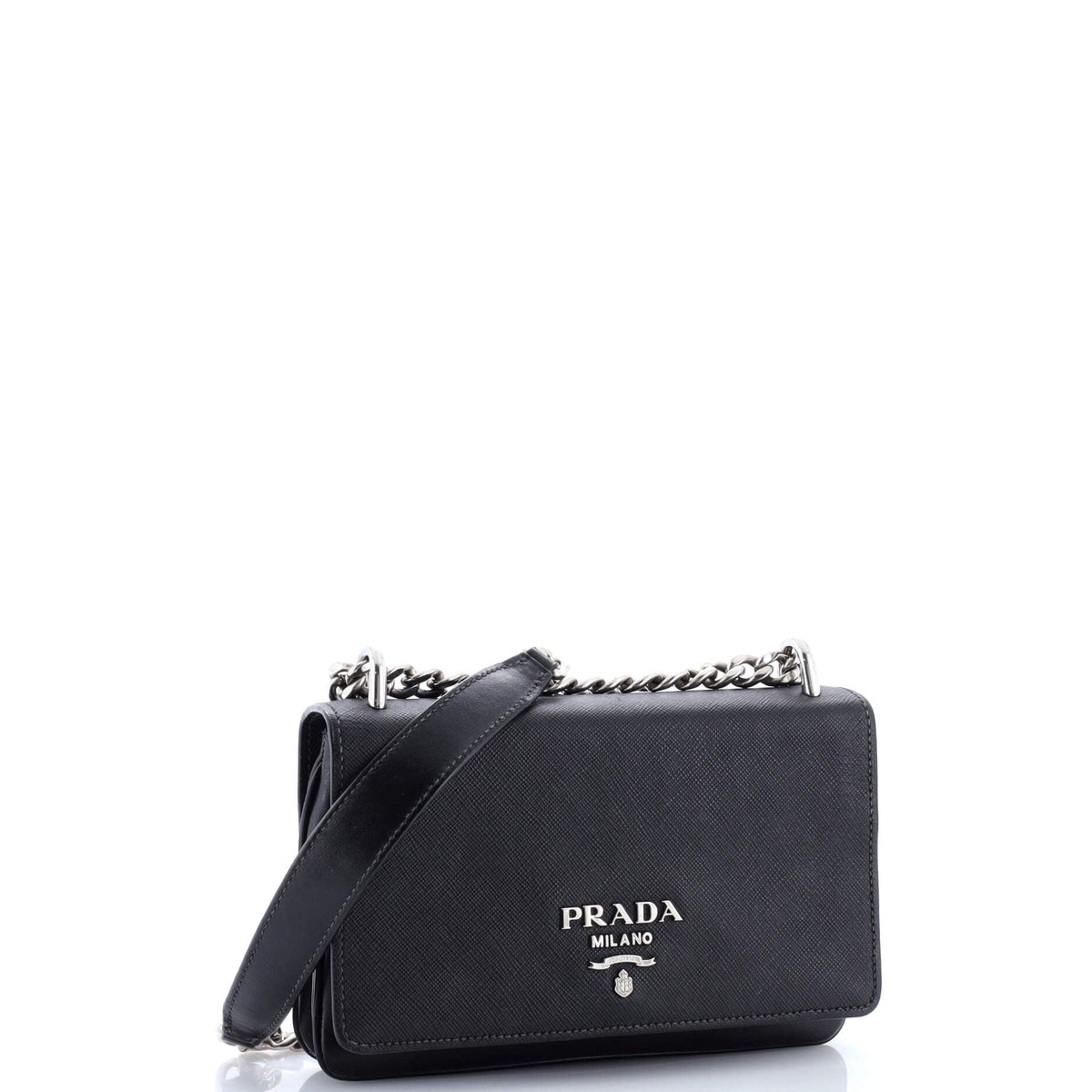 Chain Flap Crossbody Bag Tessuto and Saffiano Leather Medium