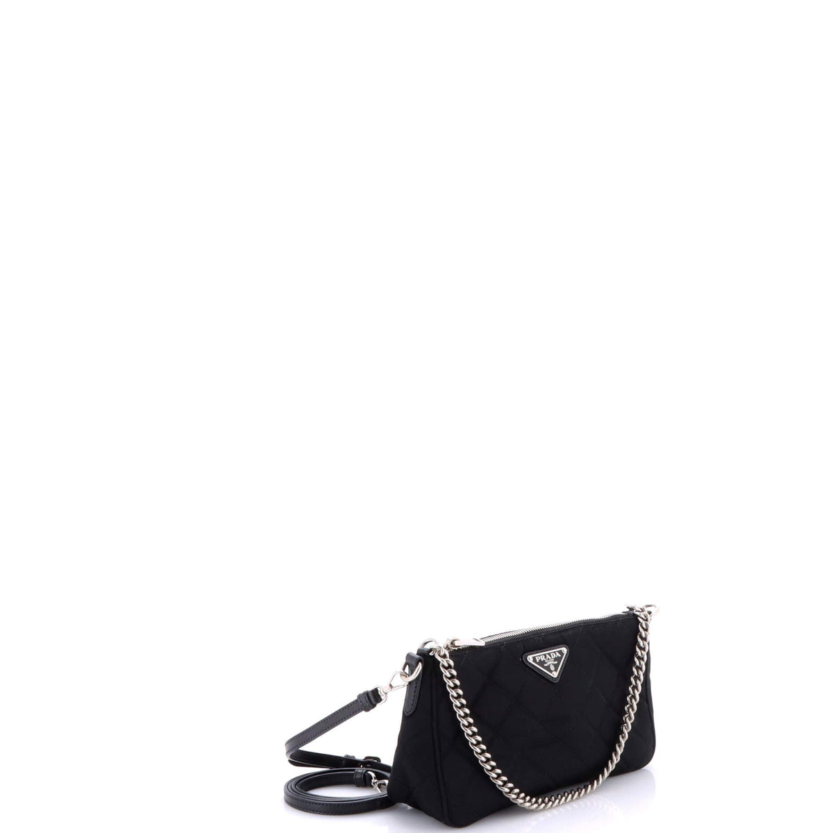 Chain Zip Shoulder Bag Quilted Tessuto Small