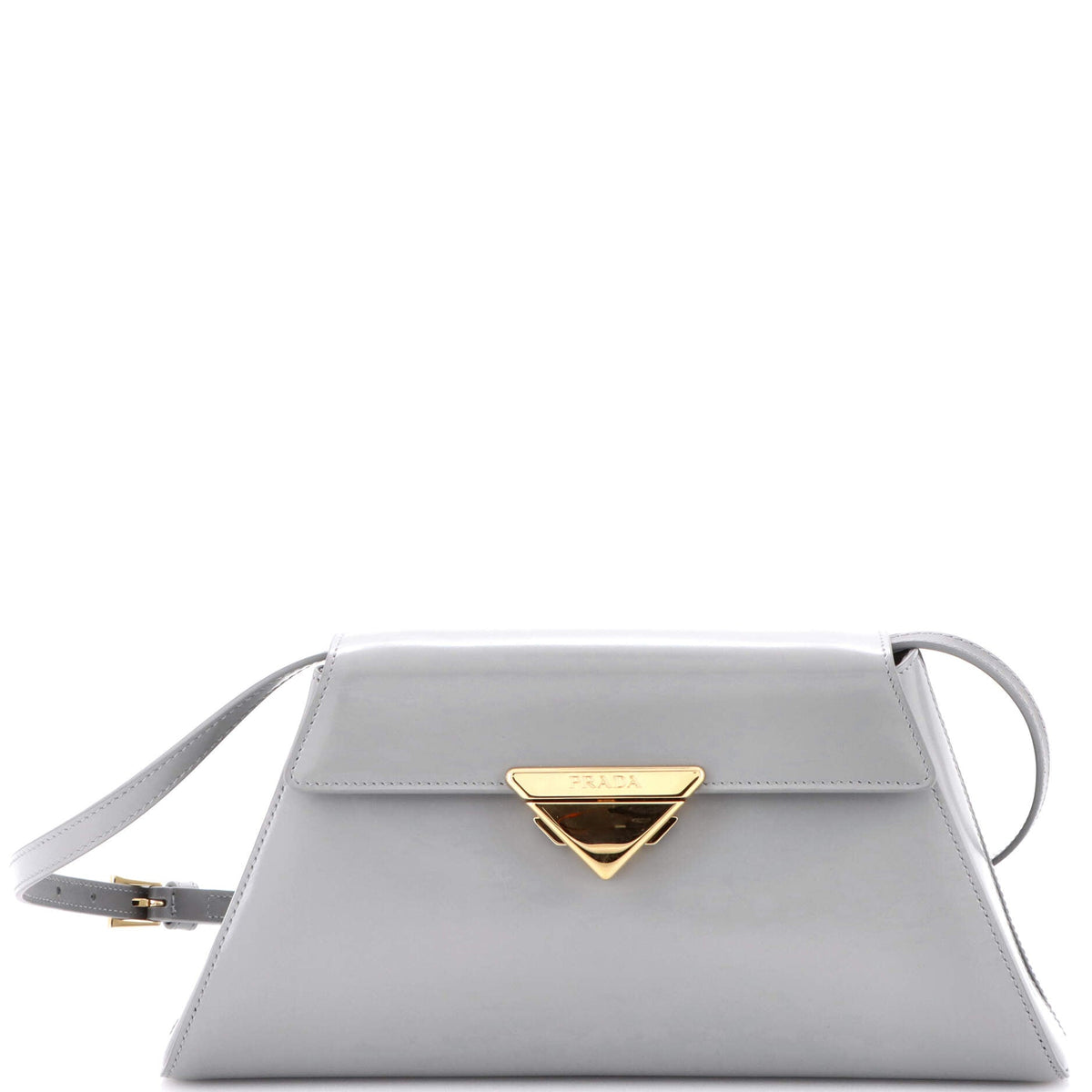 Trapezoid Flap Shoulder Bag Brushed Leather