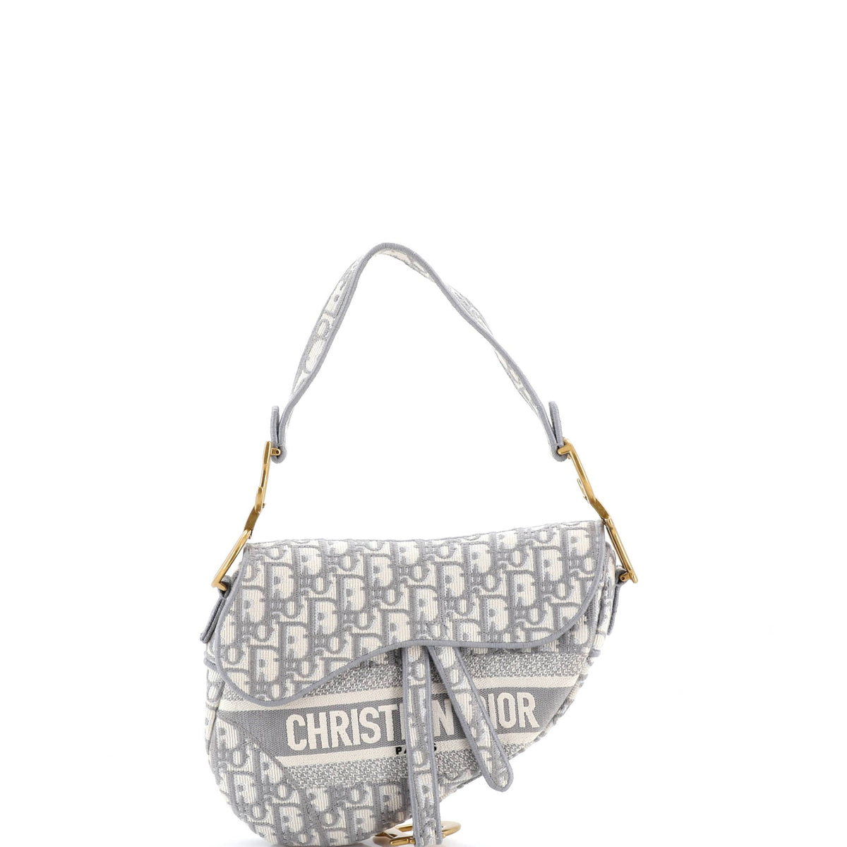 Saddle Handbag Logo Embroidered Oblique Canvas Medium