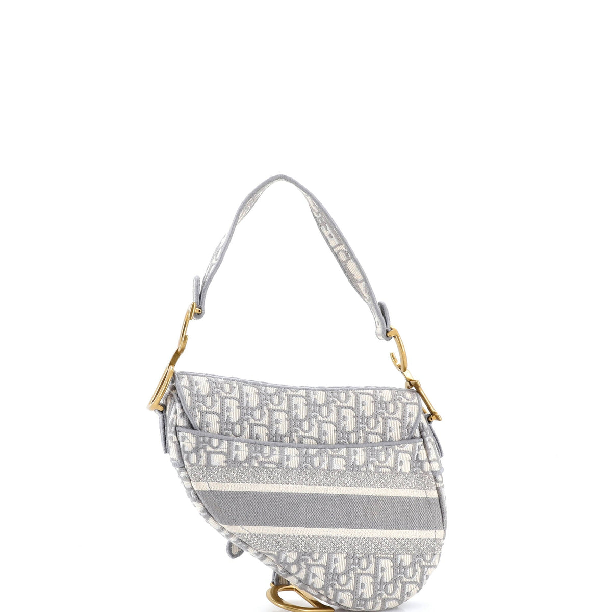 Saddle Handbag Logo Embroidered Oblique Canvas Medium