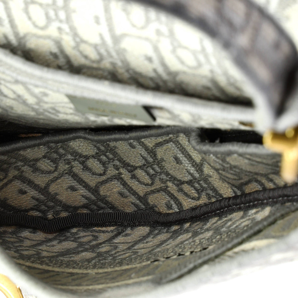 Saddle Handbag Logo Embroidered Oblique Canvas Medium