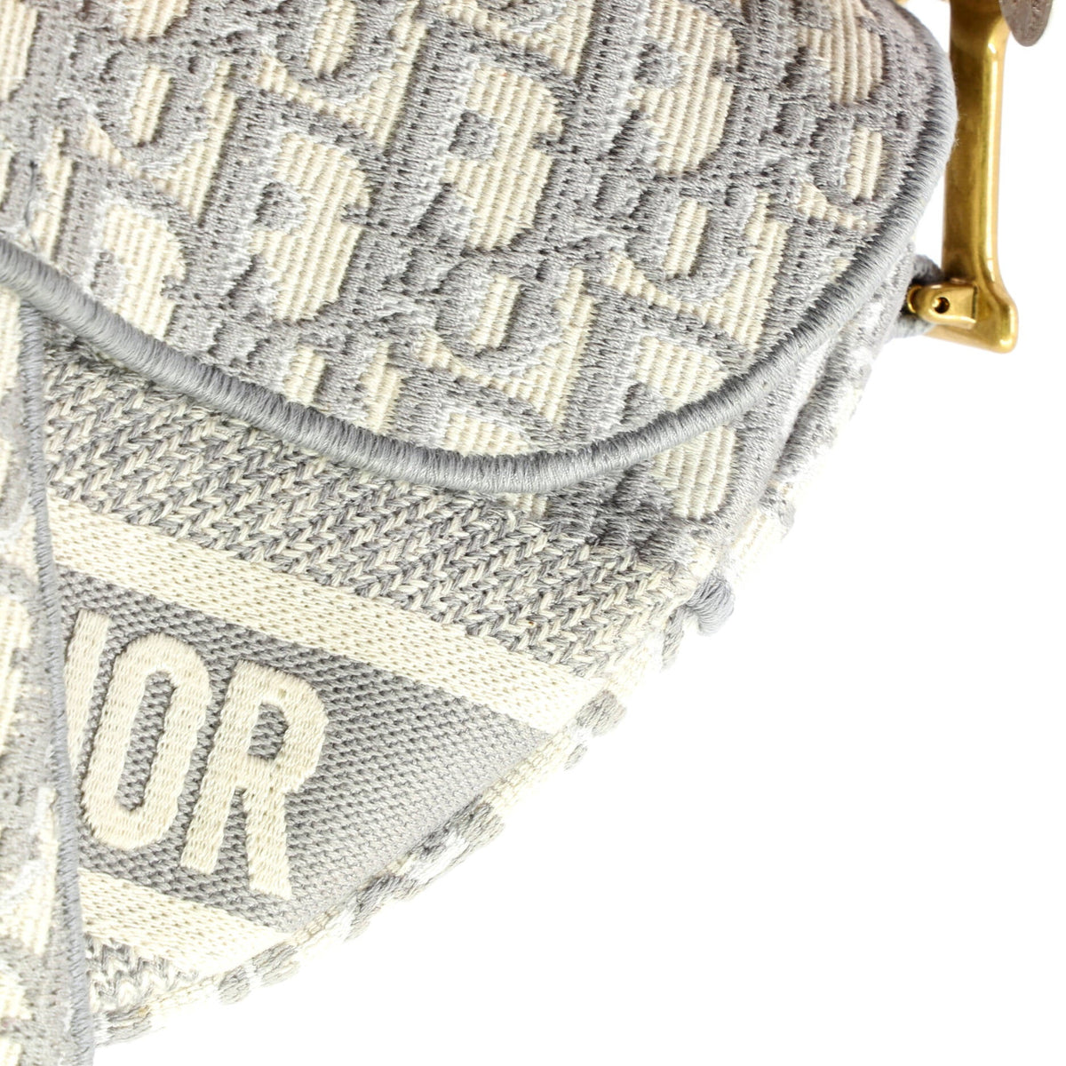 Saddle Handbag Logo Embroidered Oblique Canvas Medium