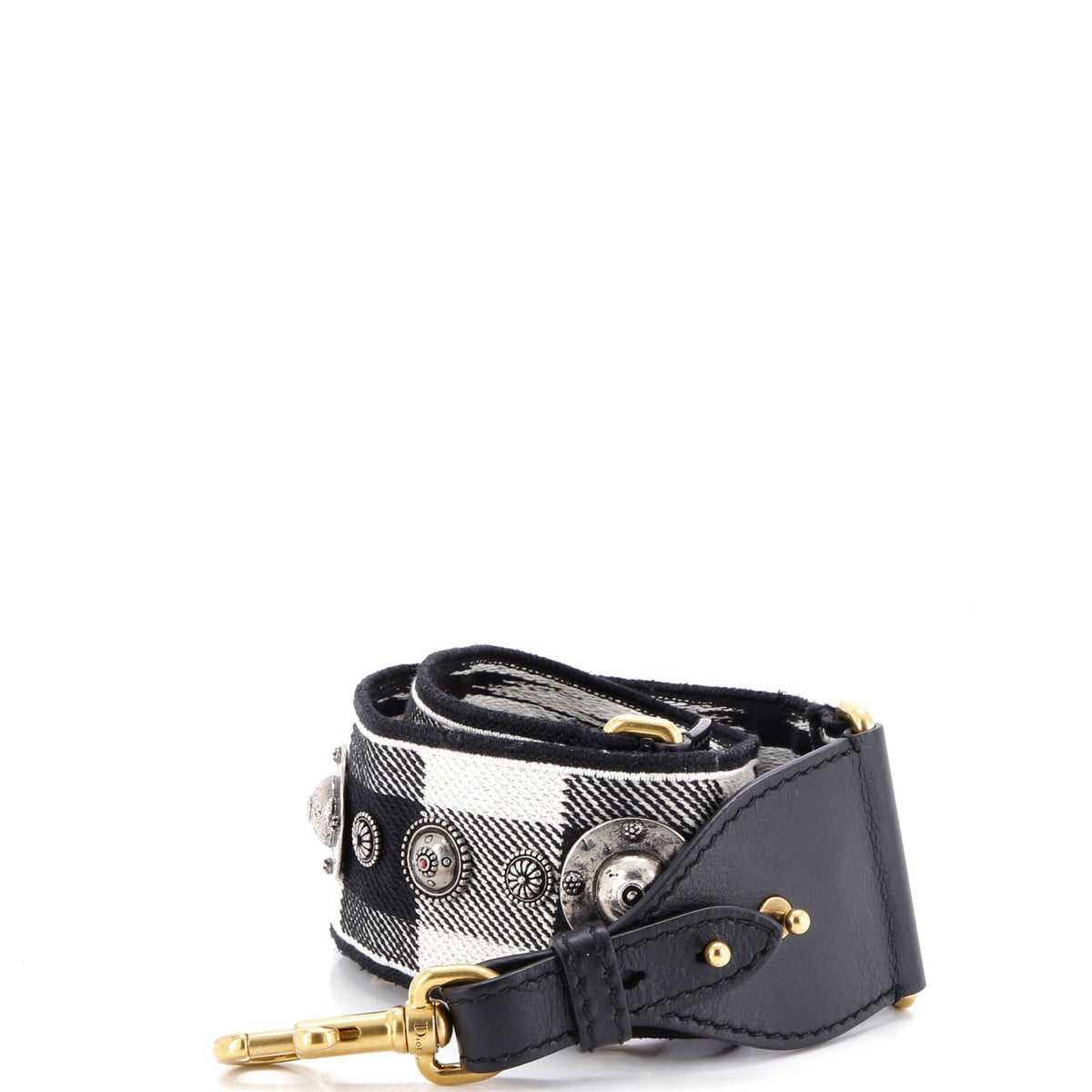 Shoulder Strap Embellished Oblique Canvas