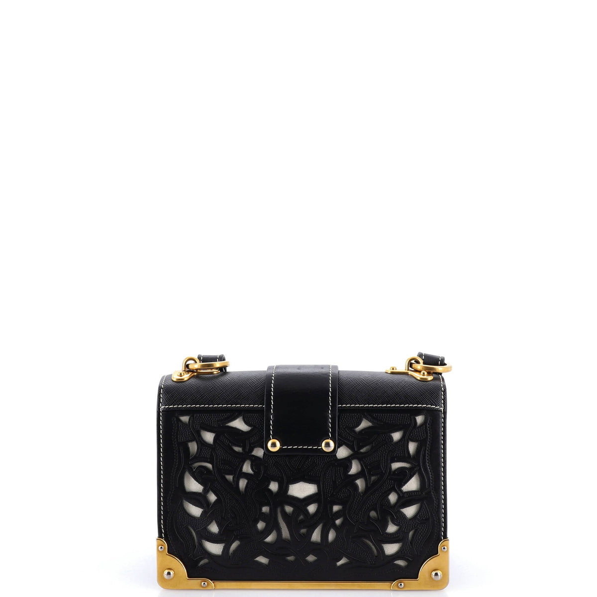 Cahier Crossbody Bag Studded Laser Cut Leather Small