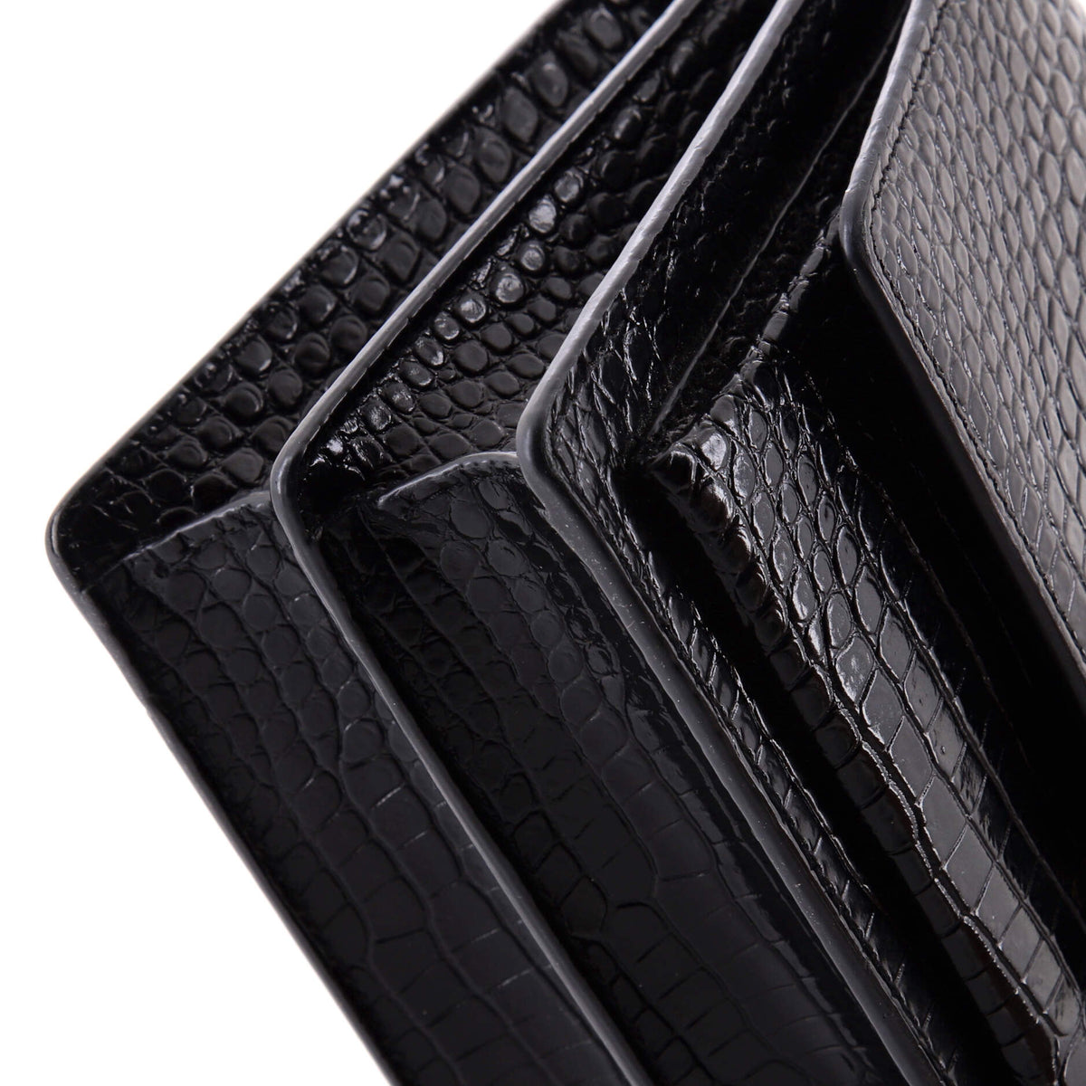 Sunset Crossbody Bag Crocodile Embossed Leather Medium